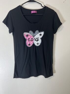 Jordan Black Tee with Pink Woven Neck Label